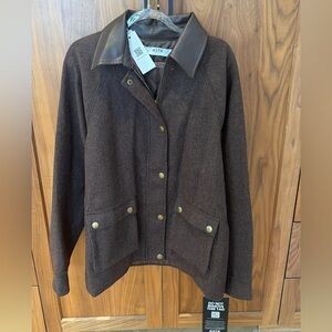 ASTR Dark Brown Utility Jacket with Leather Collar